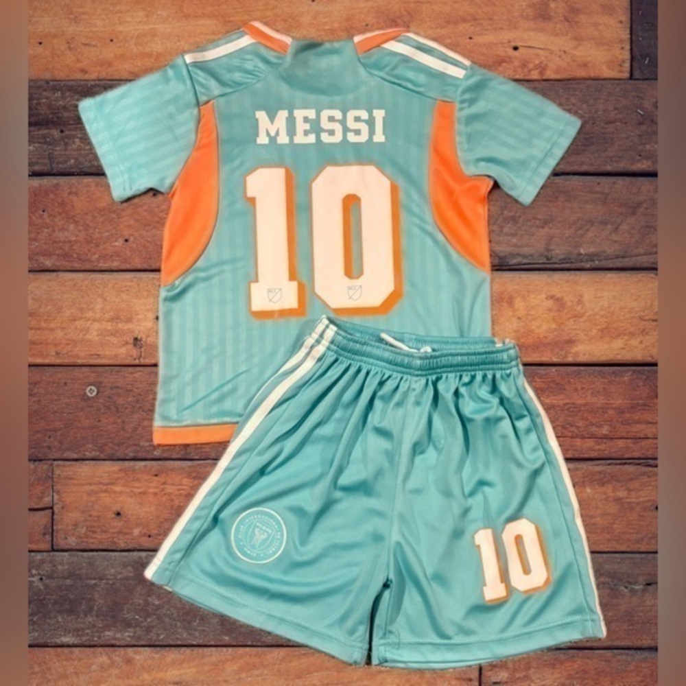 LIONEL MESSI XS SIZE 22 YOUTH KIDS JERSEY - TEAL MIAMI 3rd JERSEY NWT - AGE 5-6